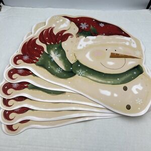 Vinyl‎ Snowman Placemats, Franco, Set of 6, Christmas,  Vintage